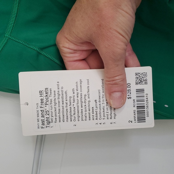 NWT Lululemon Fast And Free W/pockets 25in Raceway Green HR Leggings Sz 2 - Picture 3 of 3